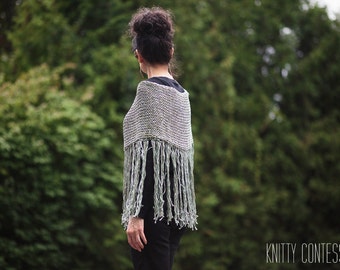 Fringed Poncho Olive Green Poncho Sweater