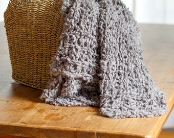 Knit Gray Throw Blanket