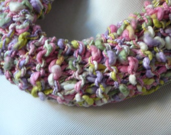 SALE Chunky Knit Scarf Knit Cowl Chunky Knit Infinity Scarf Pastel Pink Green Lavendar Gift for Her