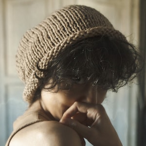 Hand Knit Hat CONVERTS to Knit Cowl Cozy Soft 100% Pure Camel Hair Yarn