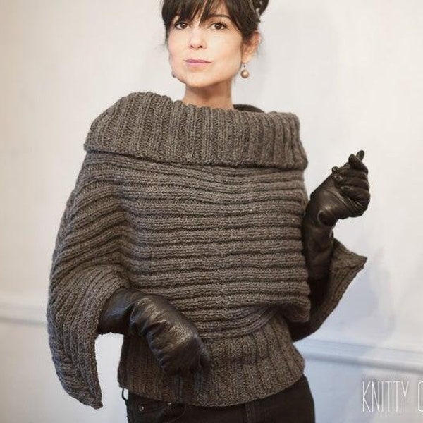 The Audrey Poncho Knitting PATTERN, Sweater Knitting Pattern, Knit Poncho Pattern