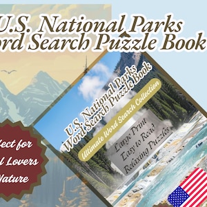 National Parks Word Search Puzzle Book | 55 Large Print Puzzles + Answers | Brain Games Retirement Gift Travel Activity Book Adults Seniors