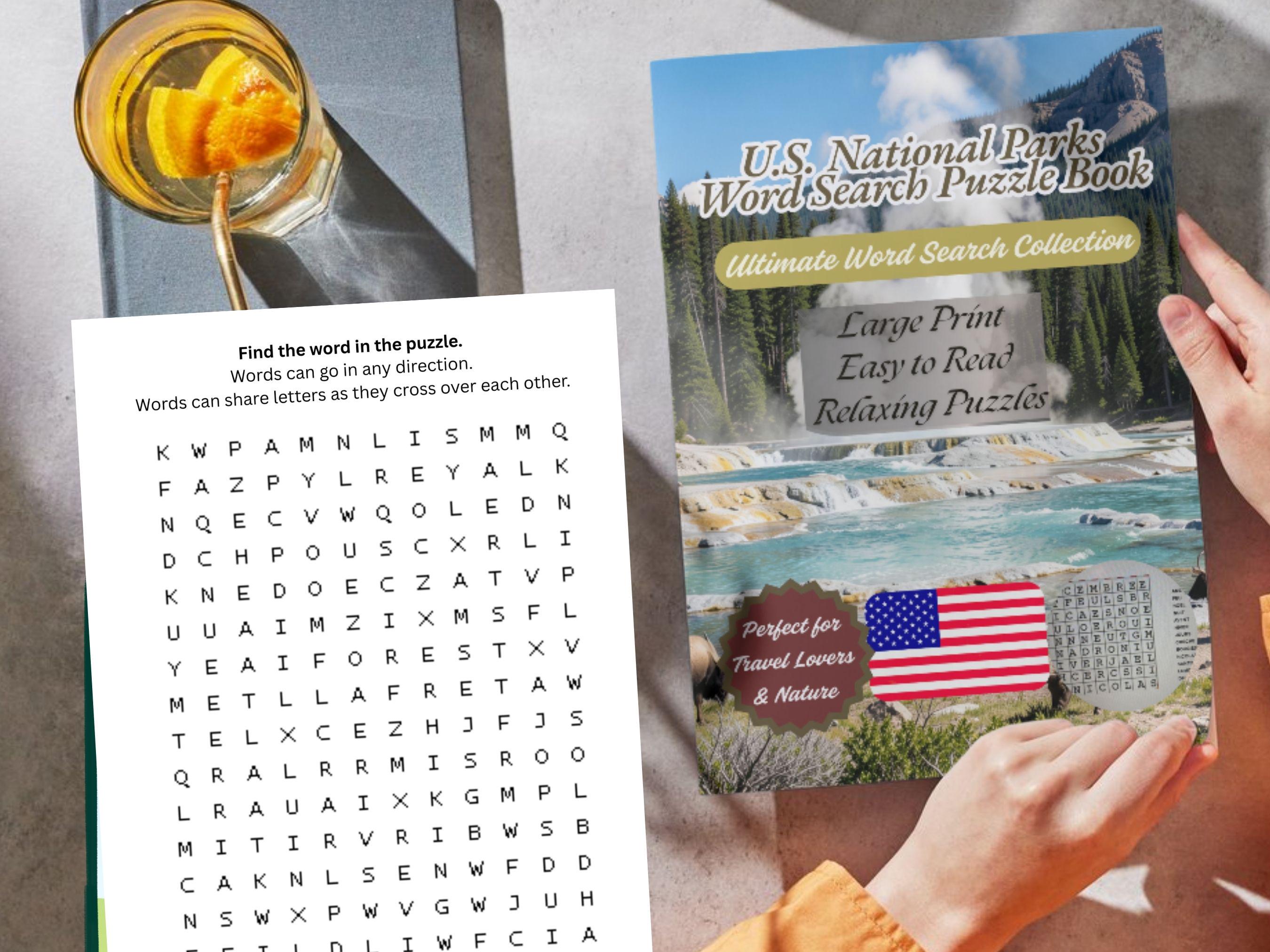 U.S. National Parks Word Search Puzzle Book | 55 Large Print Puzzles ...