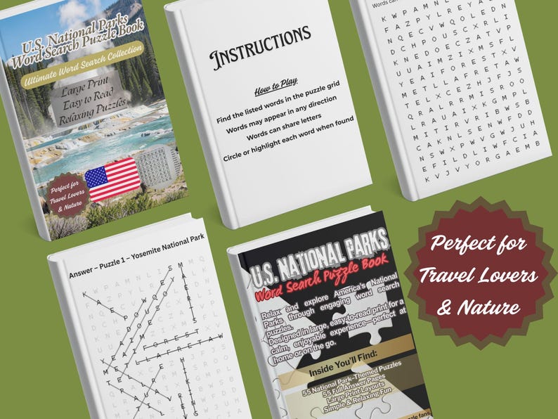 U.S. National Parks Word Search Puzzle Book | 55 Large Print Puzzles ...