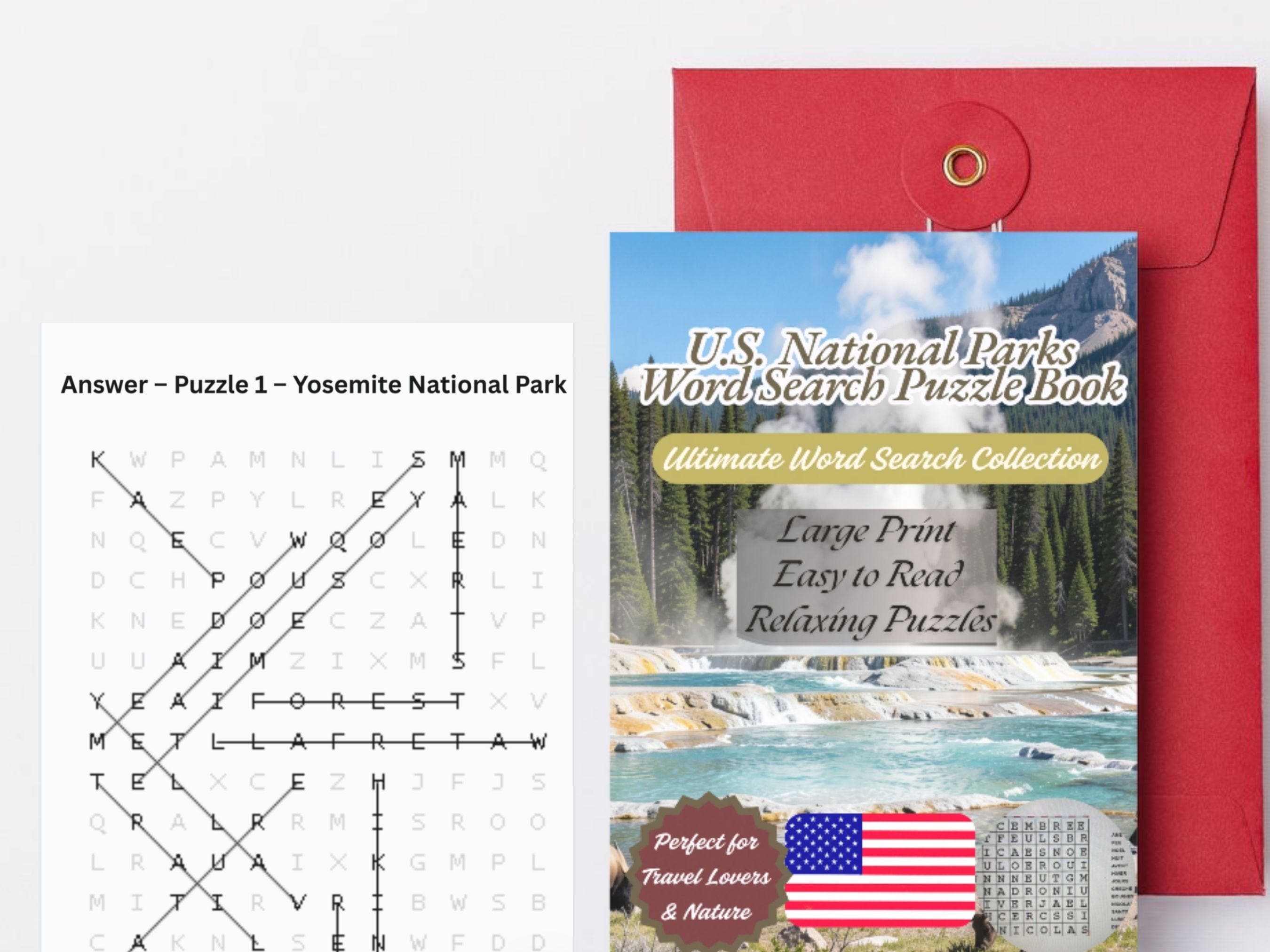 U.S. National Parks Word Search Puzzle Book | 55 Large Print Puzzles ...