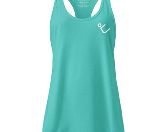 Pilates Teaser Damen Racerback Tank Top - Pilates Teaser auf der linken Brust
