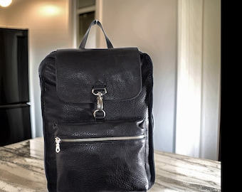 Black Leather Women  Backpack Born in California.