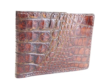 Brown Embossed Croc Leather Men's Wallet. Leather Wallet, Luxury Wallet