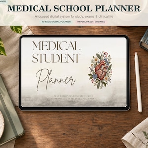 Digitaler Planer für Medizinstudierende, undatiertes Lernsystem für das Medizinstudium, GoodNotes iPad-Planer, Organizer für Studierende der Pflege und Zahnmedizin, PDF-Download