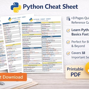 Python Cheat Sheet PDF – Beginner, Student Friendly | Printable & Digital Guide