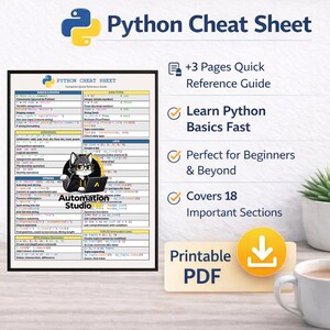Python Cheat Sheet PDF – Beginner, Student Friendly | Printable & Digital Guide
