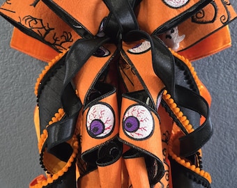Halloween Spooky Orange & Black Bow