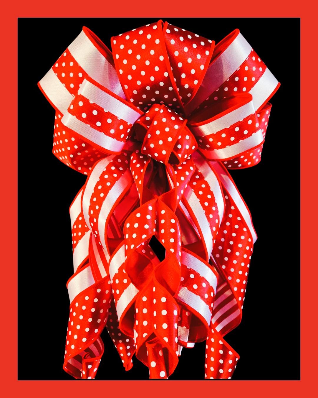 Large Red & White Polka Dot Satin Decorative Bow - Etsy
