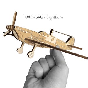 Spitfire Laser Cut File SVG DXF LightBurn - Supermarine Airplane Model - Balsa Plywood Wood Plane Plans Digital Download
