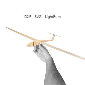 Large Model Chuck Glider Laser Cut File - SVG DXF LightBurn Digital Download - Airplane Model Decoration