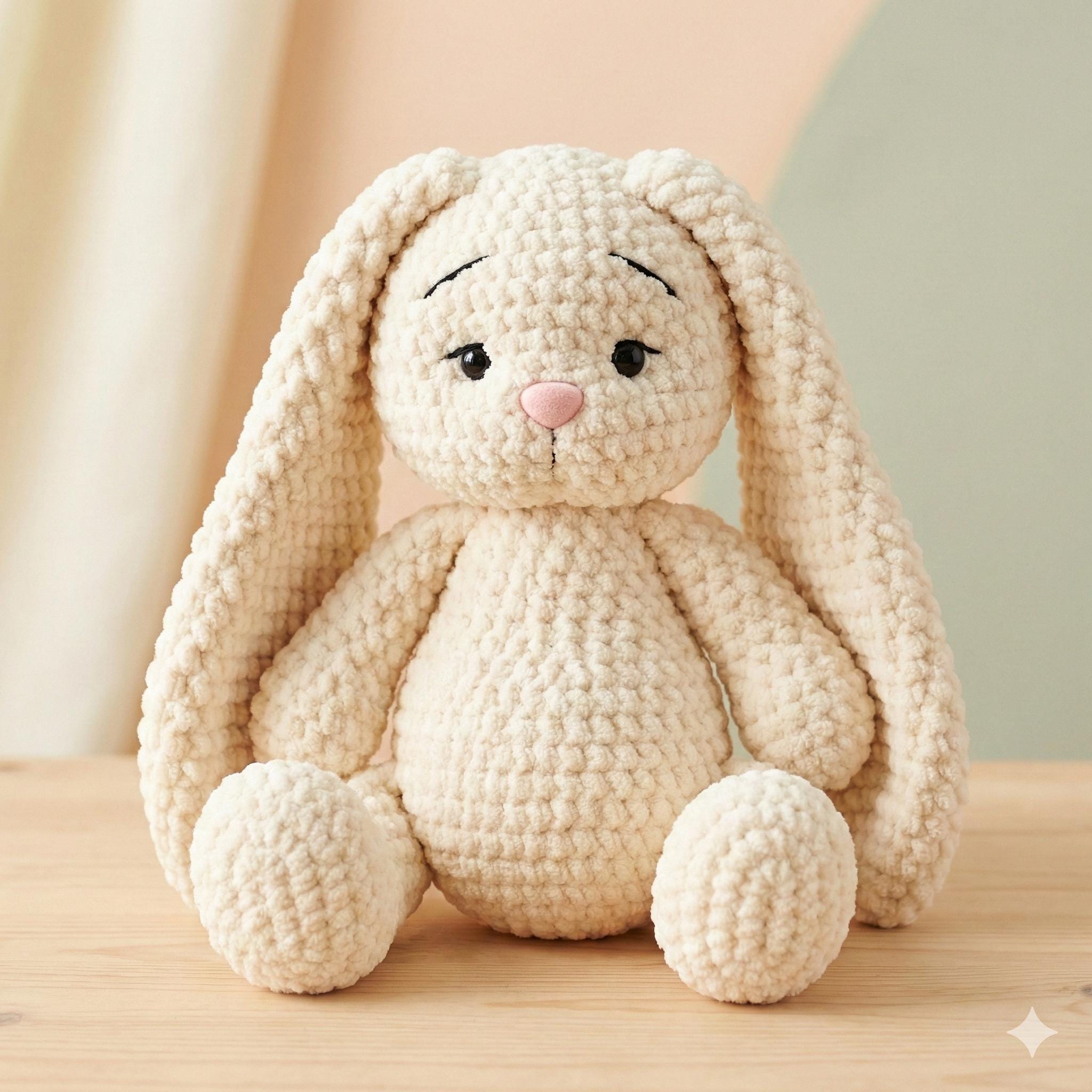 Long-eared Plush Bunny Crochet Pattern - Amigurumi Rabbit PDF Tutorial ...
