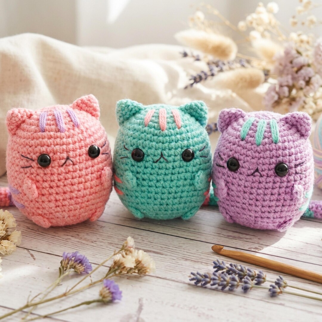 Cute Amigurumi Cat Crochet Pattern | PDF Digital Download | Kawaii Cat ...