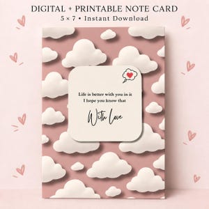With Love Digital and Printable Note Card | Just Because Message