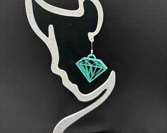 Geometric Diamond Dangle Earrings | Lightweight 3D Printed Earrings