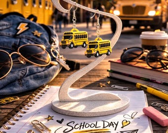School Bus Dangle Earrings | Lightweight 3D Printed Earrings