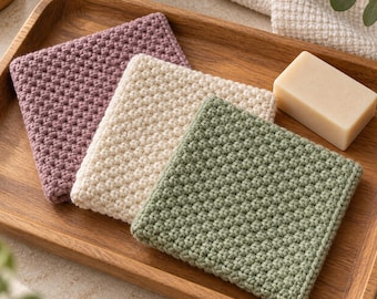 Crochet Washcloth Pattern, Mauve Washcloth Set, Easy Beginner Face Cloth, Spa Gift Set, PDF Instant Download