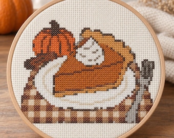 Pumpkin Pie Cross Stitch Pattern | Halloween Cross Stitch | Thanksgiving Kitchen | PDF Pattern | Instant Download | Large Print Chart
