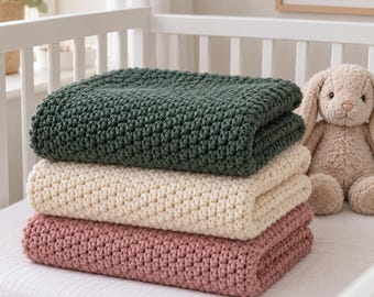 Pine Green Griddle Stitch Lovey Blanket Crochet Pattern | Textured Baby Blanket | 6 Sizes Security to Crib | Baby Shower Gift | PDF Download