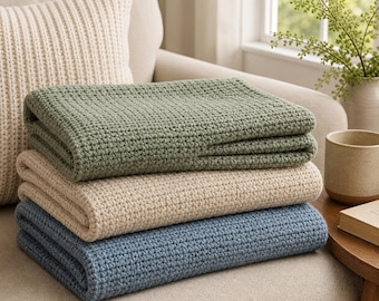 Storm Gray Throw Blanket Crochet Pattern | Easy Half Double Crochet Blanket | 4 Sizes Lovey to Twin | Cozy Throw | PDF Instant Download