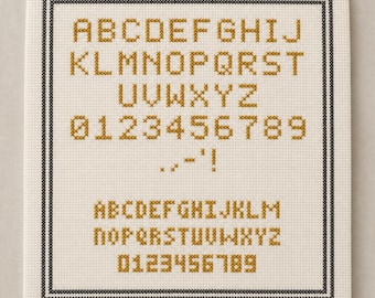 Alphabet Cross Stitch Pattern | Old Gold Sampler Letters and Numbers | Beginner Cross Stitch | PDF Pattern | Instant Download