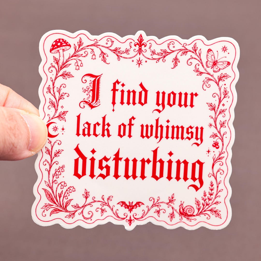 Disturbing Image Decals I Find Your Lack of Whimsy Disturbing Sticker(red), Waterproof Feminist ...