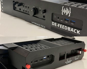 Opción de eliminación de retroalimentación 1 Gabinete de montaje en rack NUC (Focusrite 2i2) / Montaje en rack de 19" 2U para interfaz de audio