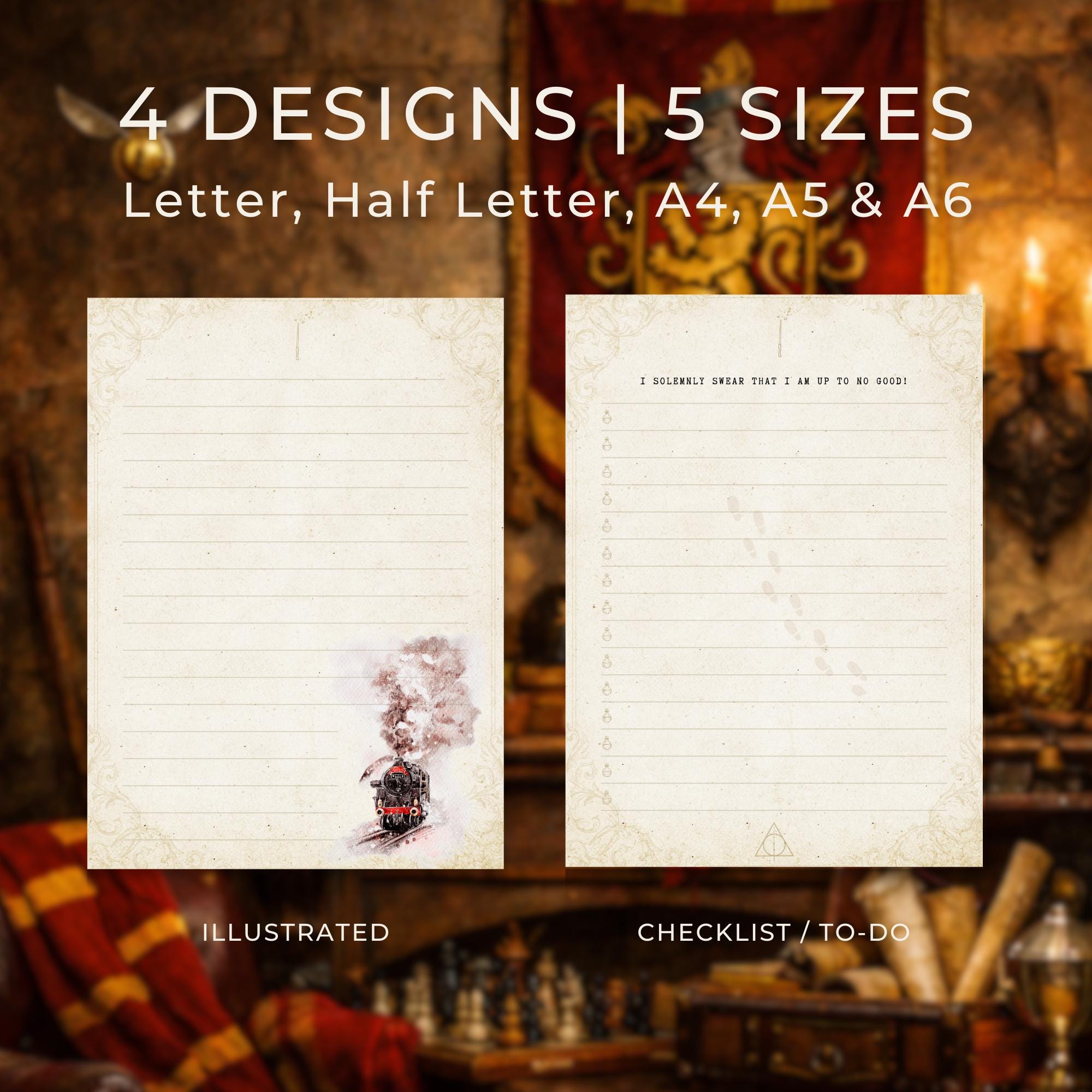 Wizard Note Pad Printable Magical Notepad Bundle | 20 Pages | Vintage Wizard Writing ...