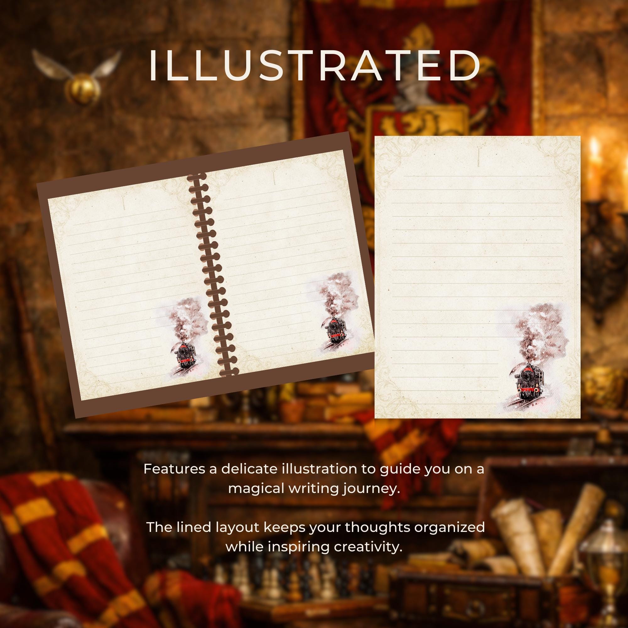 Wizard Note Pad Printable Magical Notepad Bundle | 20 Pages | Vintage Wizard Writing ...