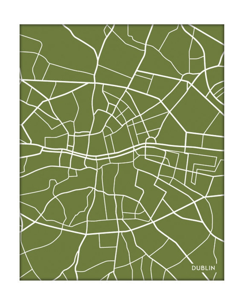 Dublin Map City Poster / Ireland Art Print Abstract Wall Decor Etsy