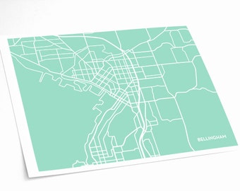 Bellingham City Map Art Print / Washington Wall Art Poster / 8x10 Digital Print / Choose your Color