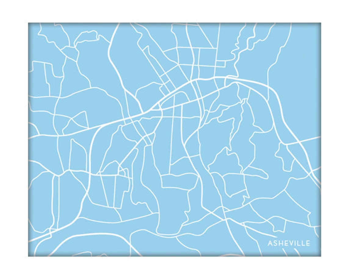 Asheville City Map Line Art / North Carolina Wall Art Poster / Etsy