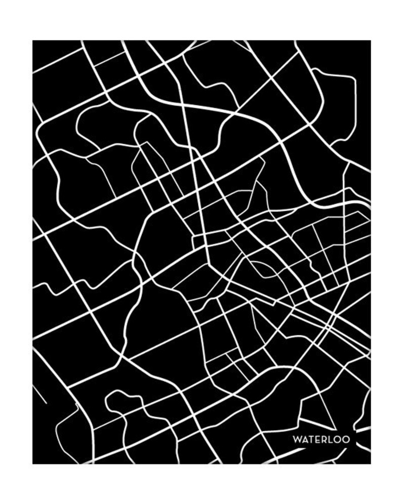 Waterloo City Map Art Print / Ontario Canada Line Map Poster / 8x10
