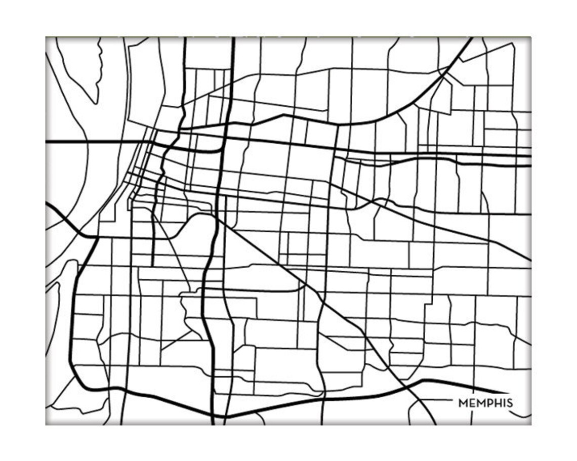 Memphis City Print Map Art / Tennessee Map Grad Gift Wall Poster / 8x10 ...