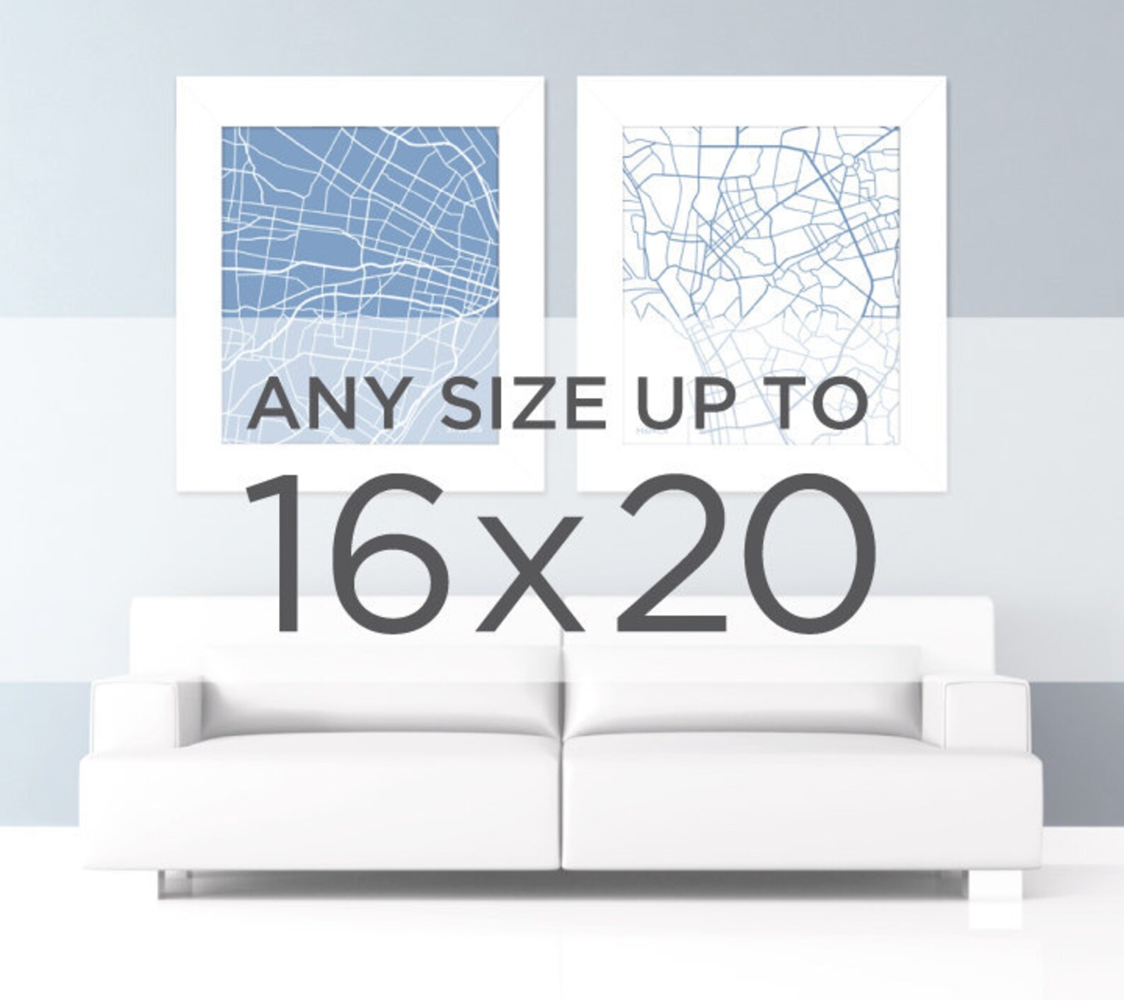 16x20 City Map Poster: Choose Your City and Color - Etsy