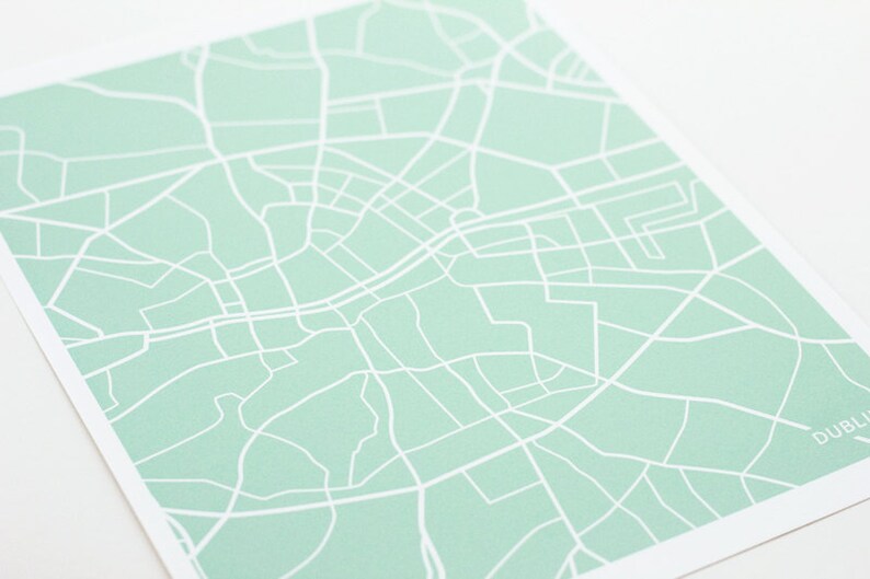 Dublin Map City Poster / Ireland Art Print Abstract Wall Decor Etsy