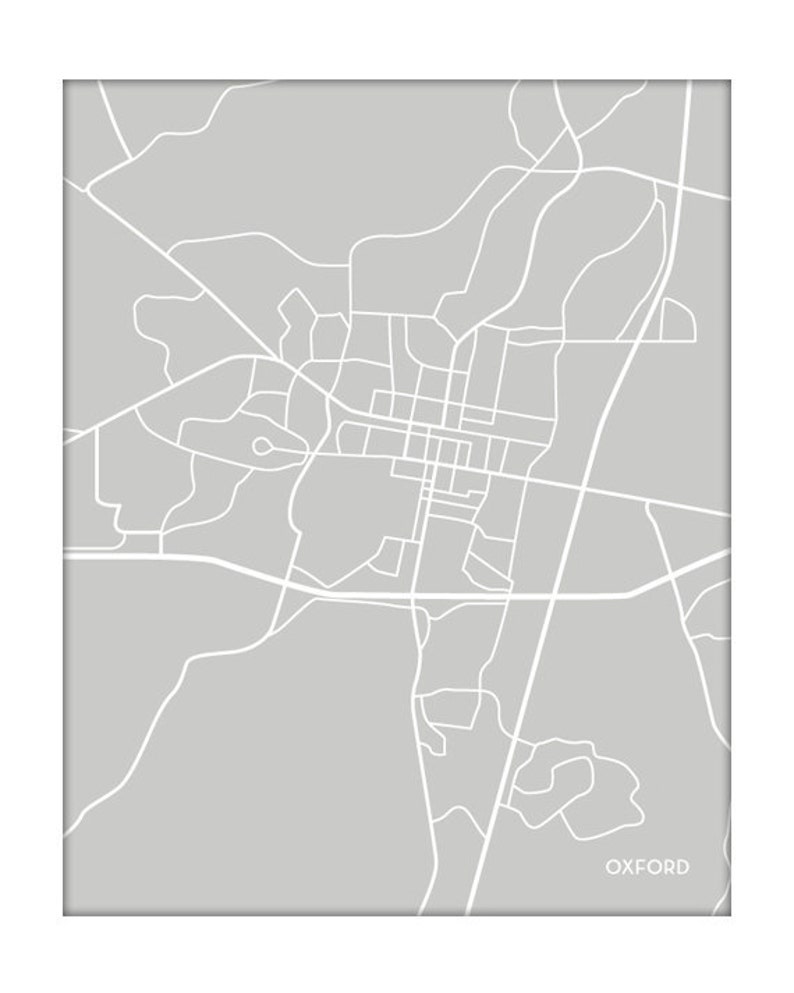 Oxford Mississippi Map Print Wall Art / Ole Miss University Art College