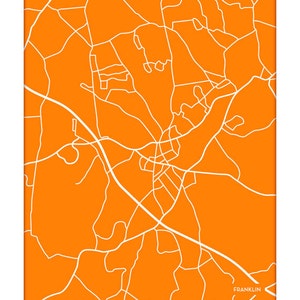 Franklin, MA City Map Art Print / Massachusetts Map Print Custom Artwork / 8x10 Digital Print ...