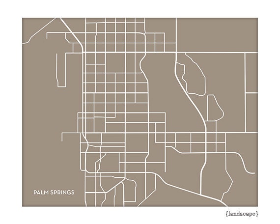 Palm Springs City Map Art Print / California Print Map Poster - Etsy