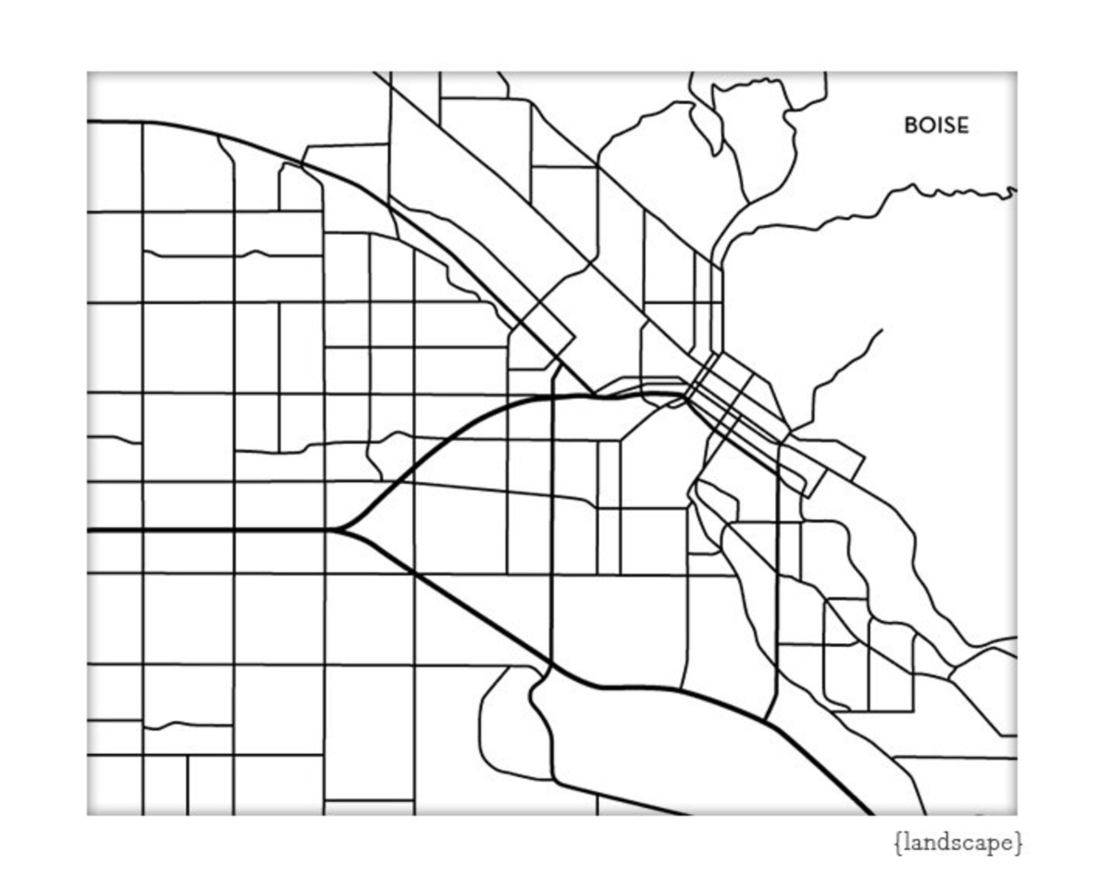 Boise City Map Wall Poster / Boise State University Idaho Dorm Decor 