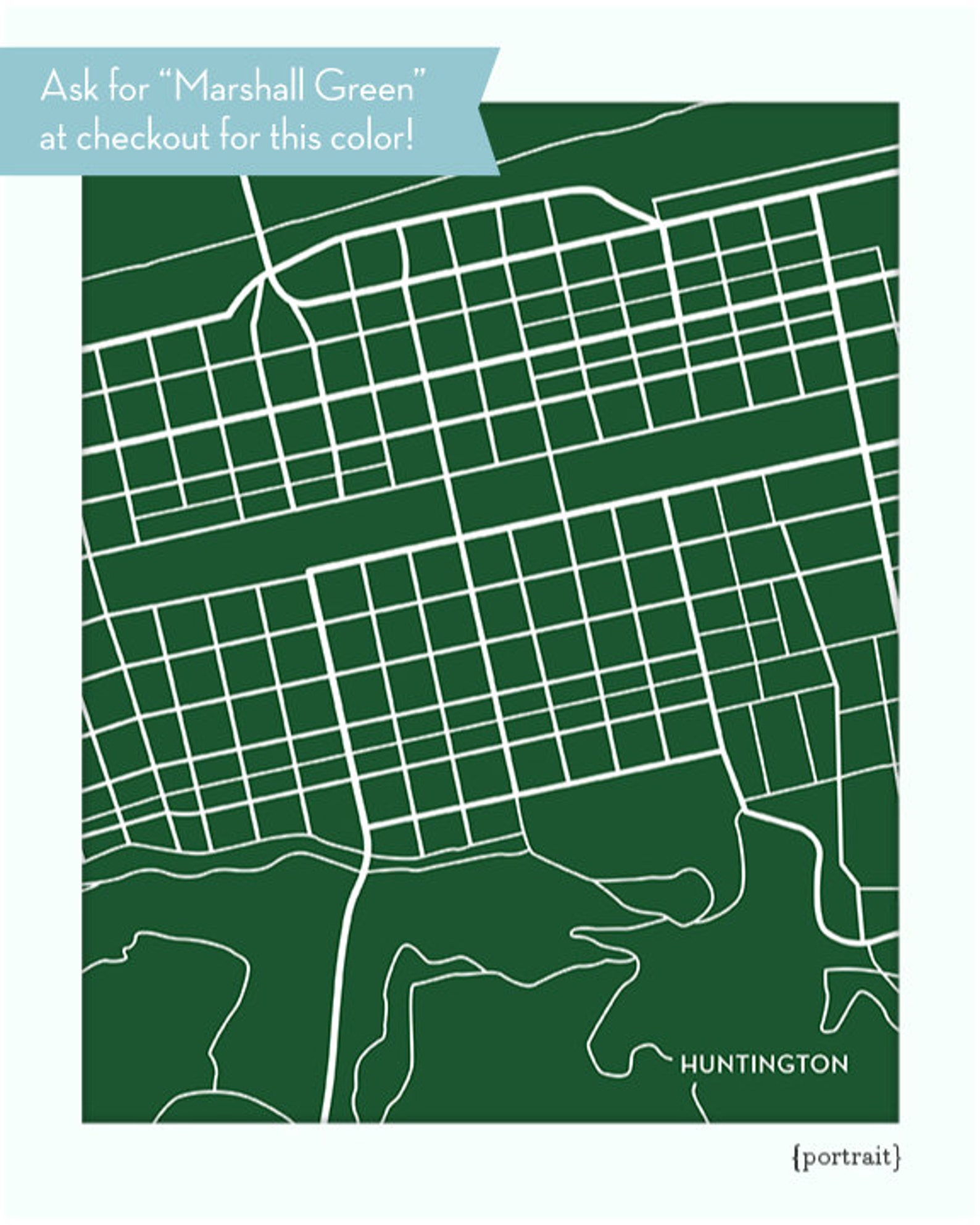 Huntington WV Map Art City Print / West Virginia University College Map