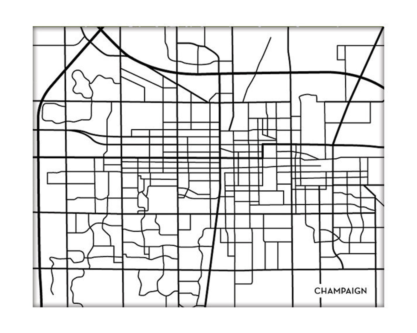 Champaign City Map Art Print / University of Illinois - Etsy