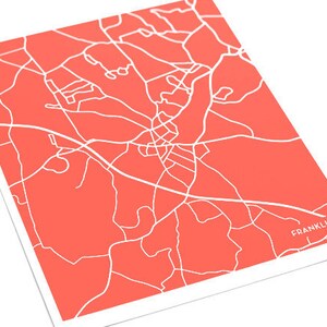 Franklin, MA City Map Art Print / Massachusetts Map Print Custom Artwork / 8x10 Digital Print ...