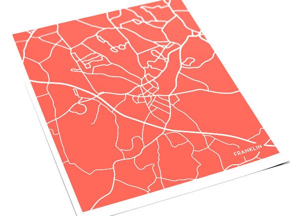 Franklin, MA City Map Art Print / Massachusetts Map Print Custom Artwork / 8x10 Digital Print ...