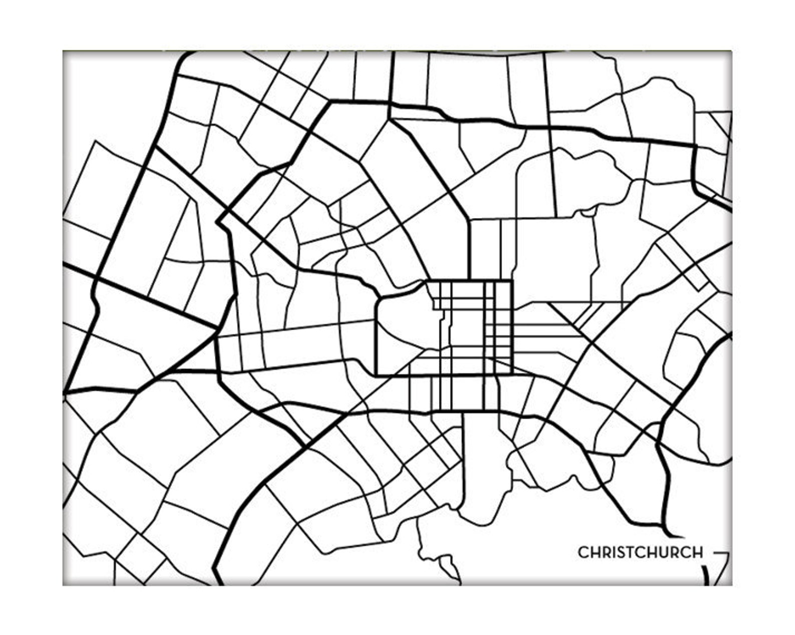 Christchurch City Map Poster / New Zealand Art Print Abstract Wall