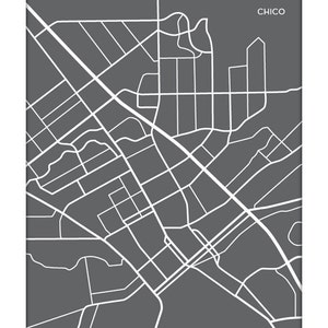 Chico Map Art City Print / California State University Poster Artwork / 8x10 / Choose your Color image 2